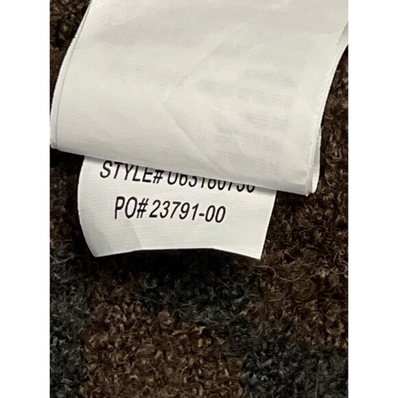 PrAna Knit Throw Blanket Brown Gray Jacquard Pattern 56x60 Acrylic Nylon Wool - Picture 5 of 6